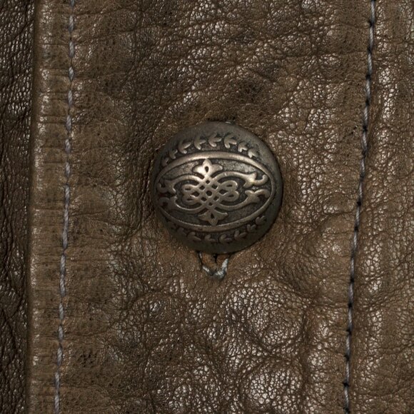 Logan Riese Brown Leather Metallic-Applique Jacket - Picture 6 of 10